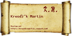 Kresák Martin névjegykártya